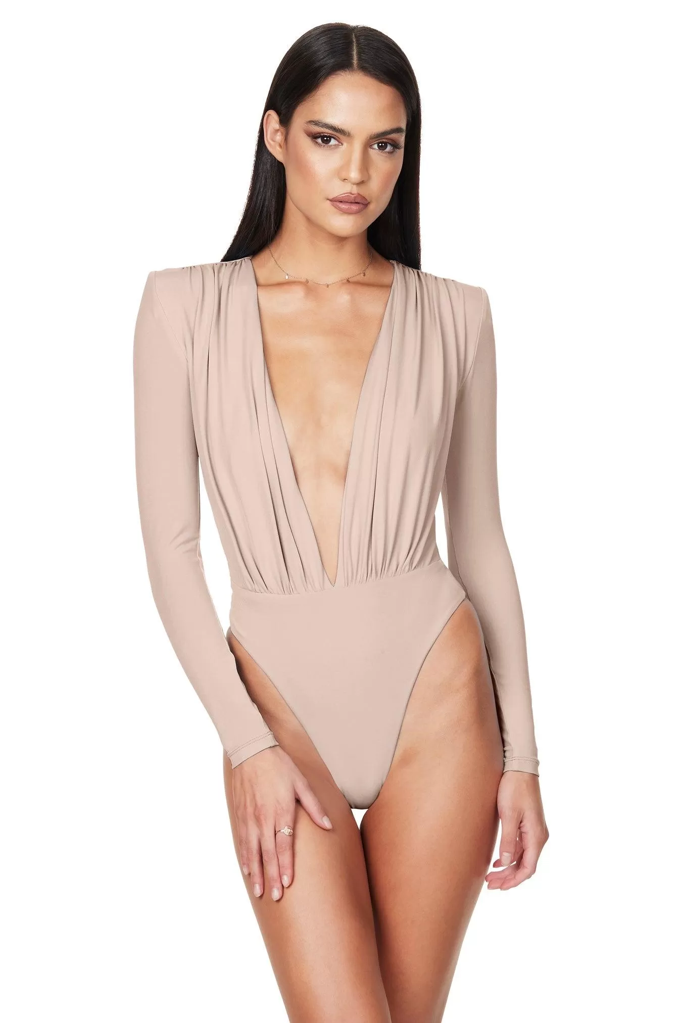 Nookie Dasha Plunge Bodysuit - Latte