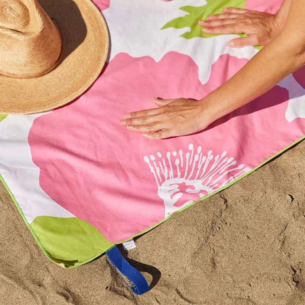 Poppies Pink Reversible Eco Beach Towel