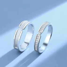 Quality Round Cut Couple Rings in Sterling Silver