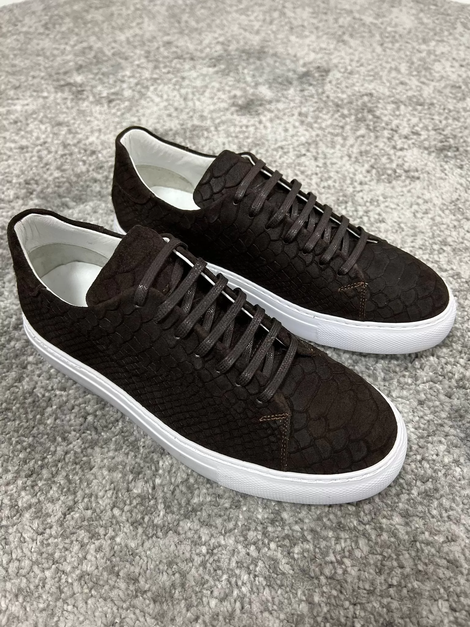 Rubner Lace-up Suede Print Leather Brown Casual Shoes