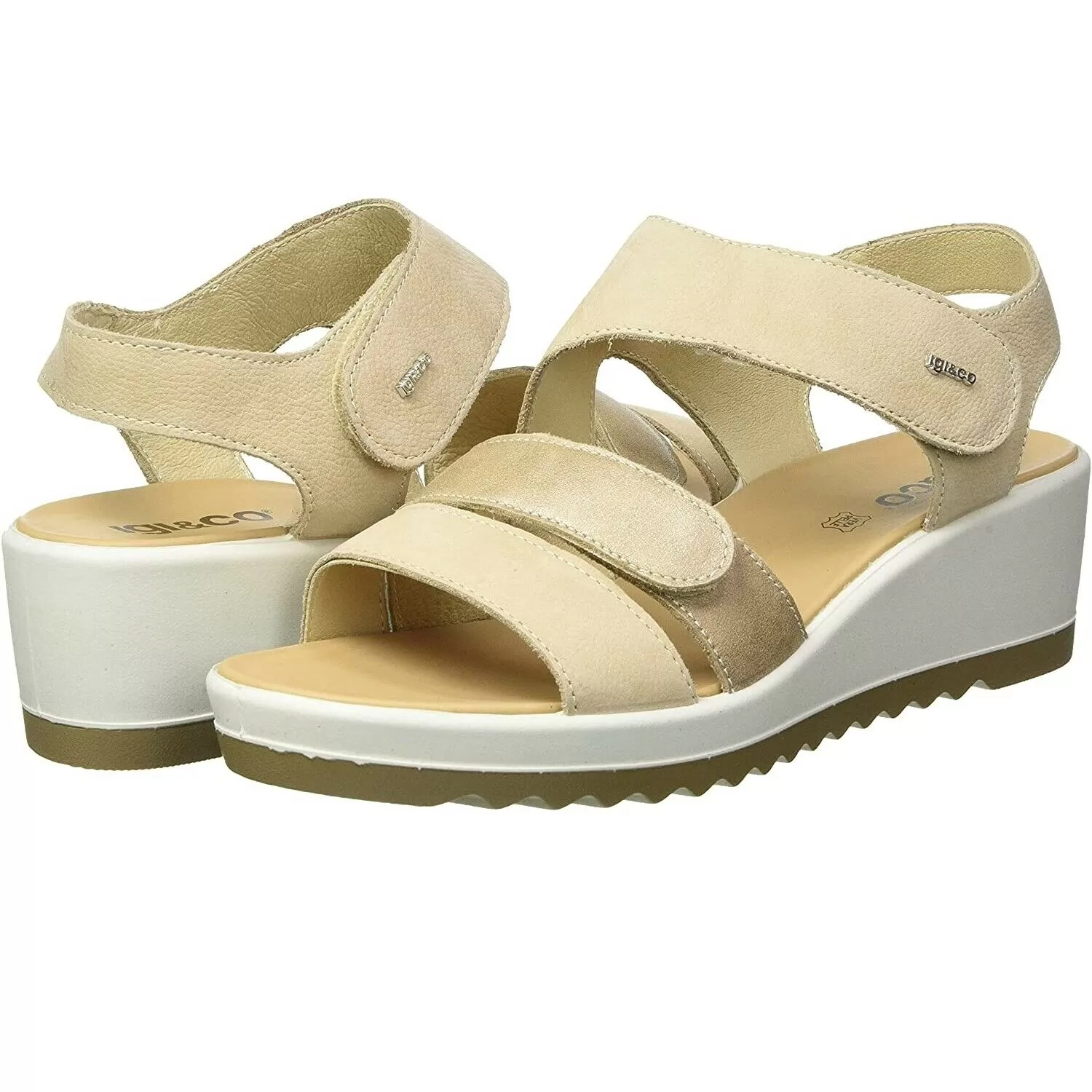 Scarpe donna IGI&CO - Art. 7163200 - sandali zeppa media bassa con strappo beige