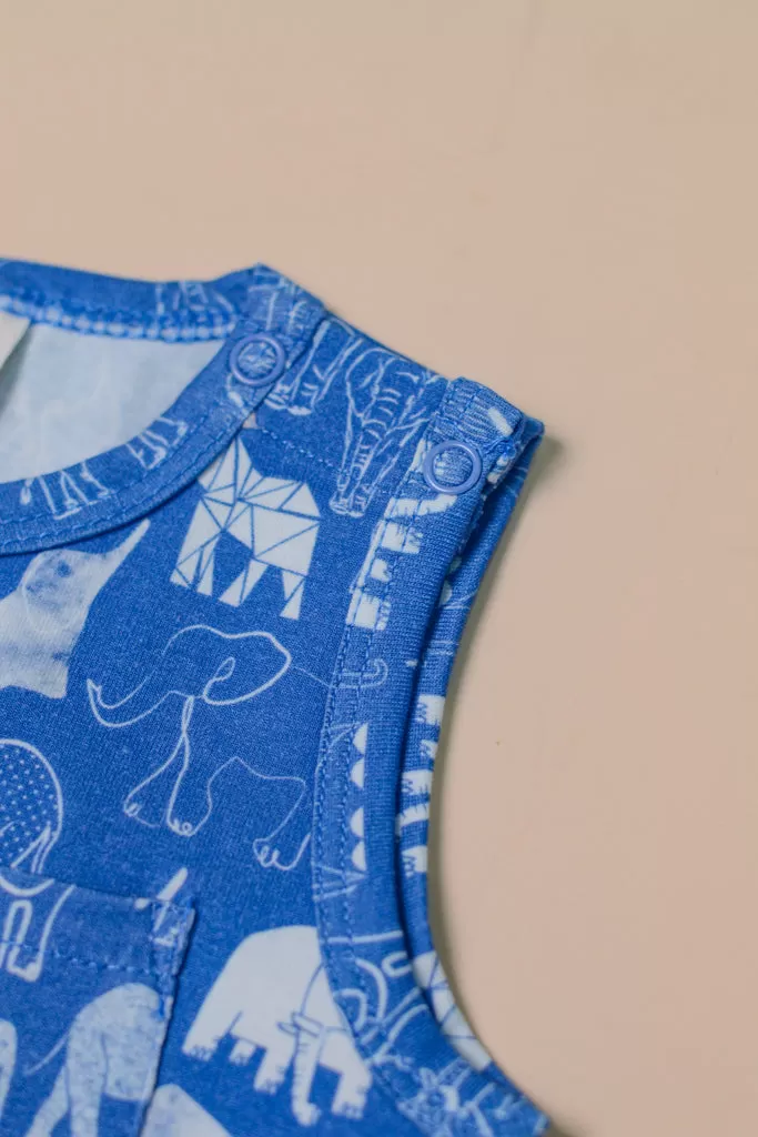 Sleeveless Romper - Blue Elephant Families