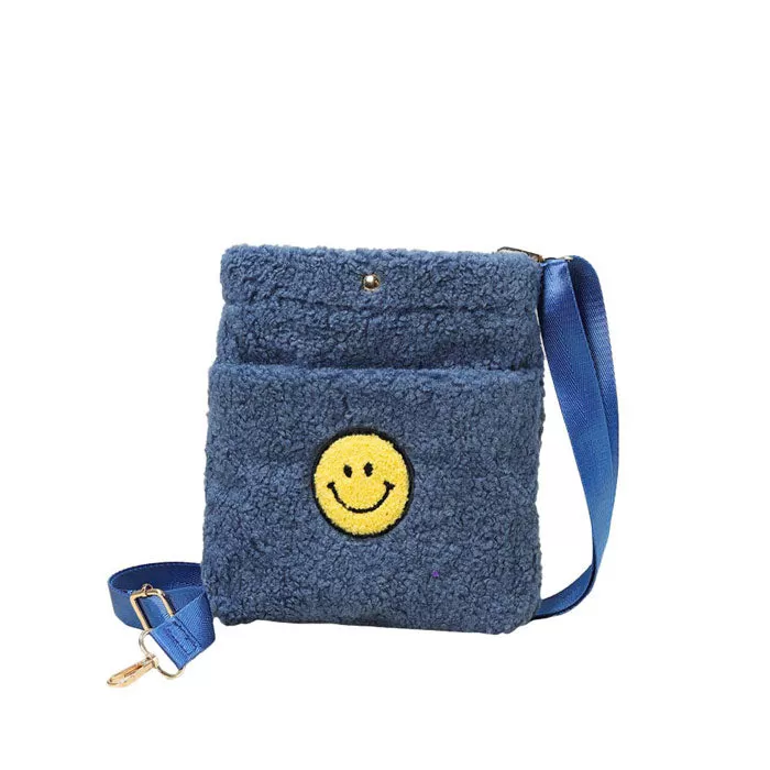 Smile Pointed Sherpa Rectangle Crossbody Bag