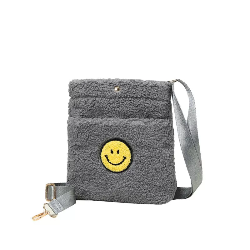 Smile Pointed Sherpa Rectangle Crossbody Bag