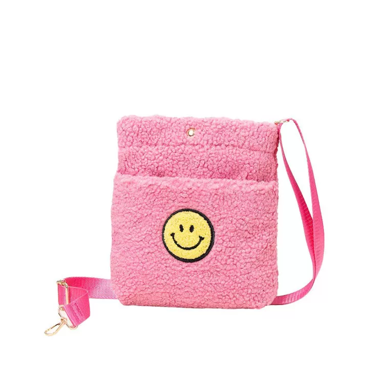 Smile Pointed Sherpa Rectangle Crossbody Bag