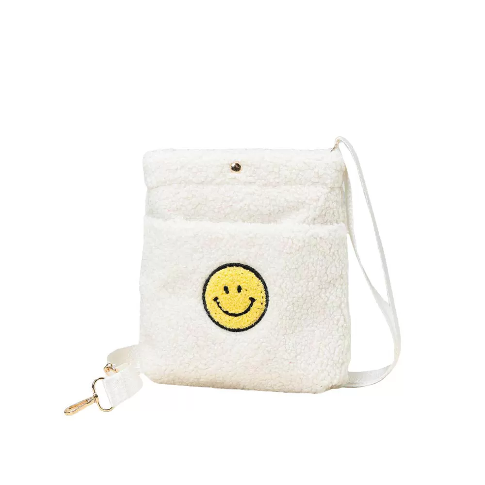 Smile Pointed Sherpa Rectangle Crossbody Bag