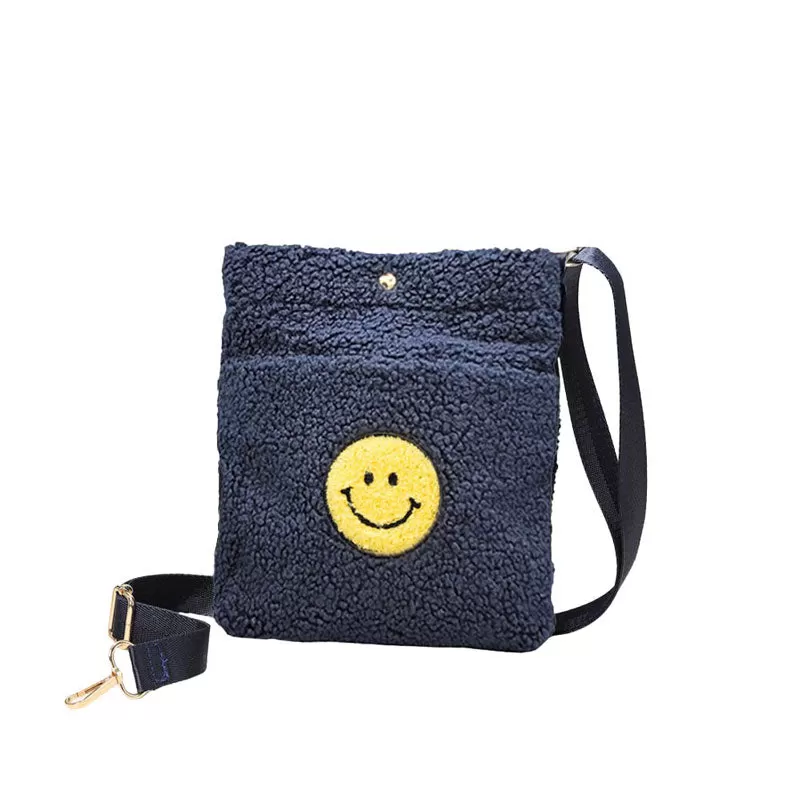 Smile Pointed Sherpa Rectangle Crossbody Bag