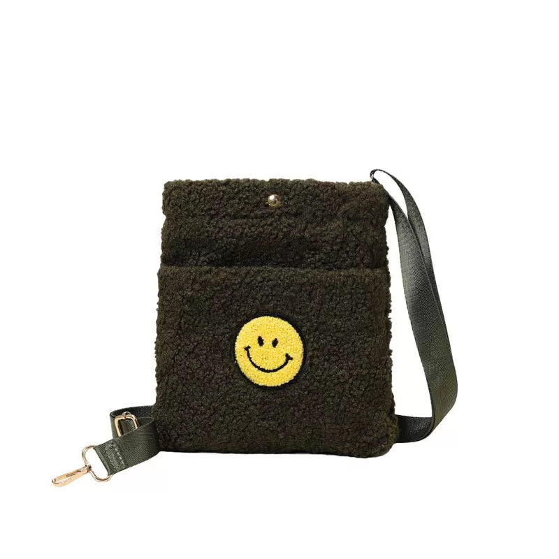 Smile Pointed Sherpa Rectangle Crossbody Bag