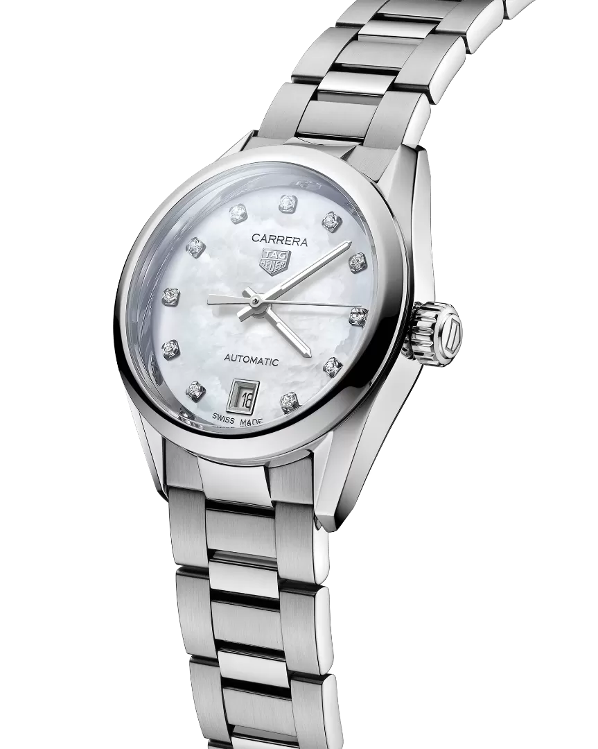 TAG HEUER CARRERA Automatic Mother-of-Pearl Diamond Dial - WBN2412.BA0621