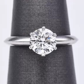 Tiffany & Co Certified Platinum 1.02 Ct Diamond Round Solitaire Band Ring