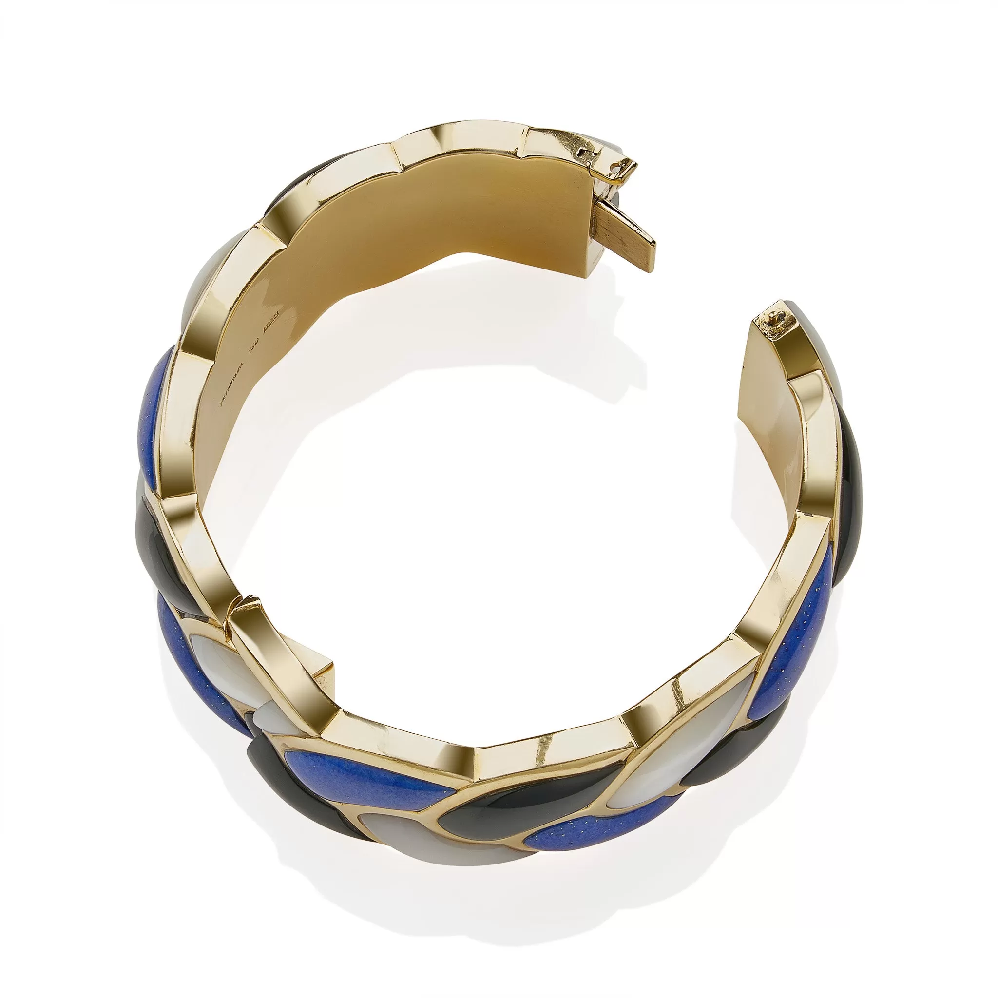 Tiffany & Co. Lapis, Black Jade and Mother-of-Pearl "Rope" Bangle Bracelet