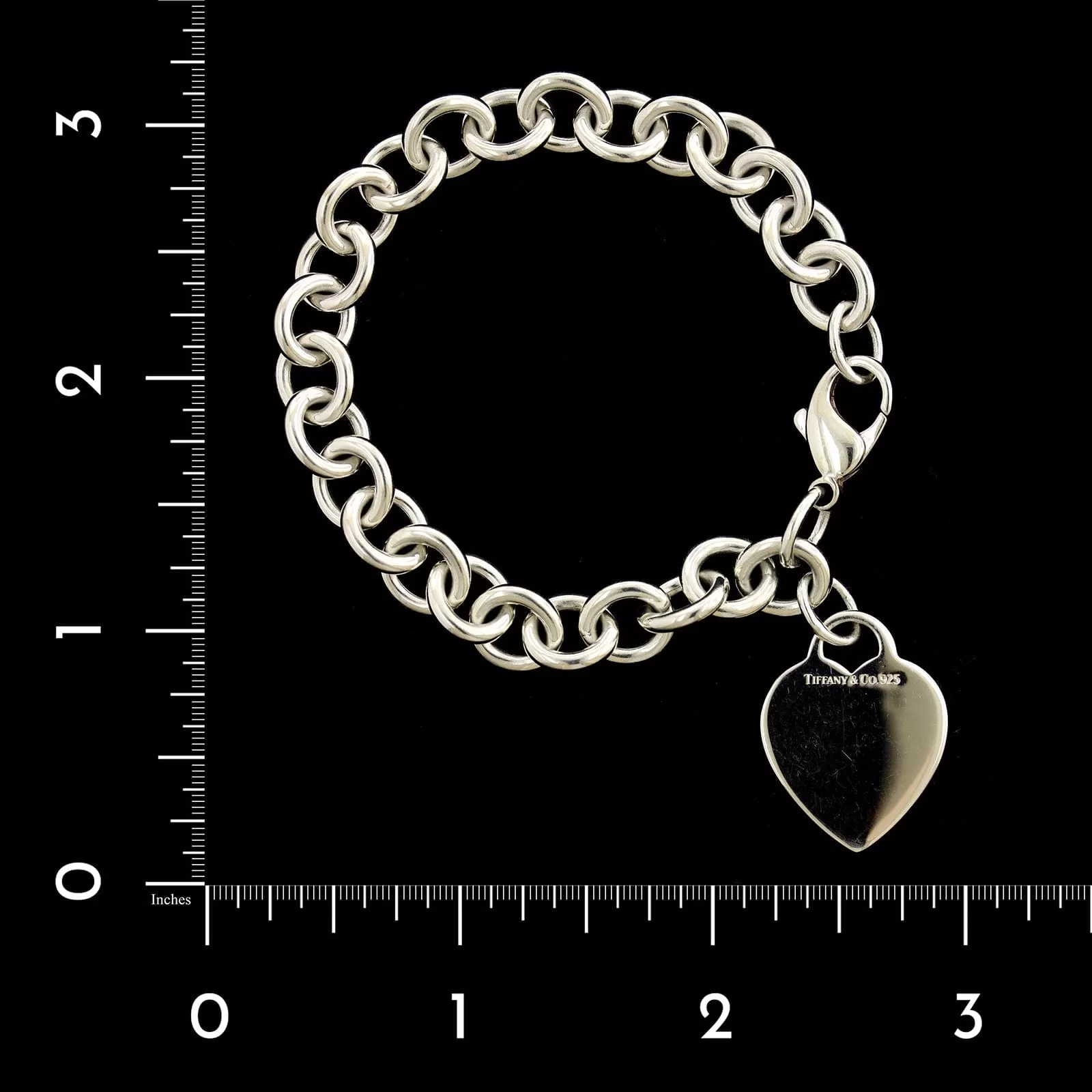 Tiffany & Co. Sterling Silver Estate Heart Tag Charm Bracelet