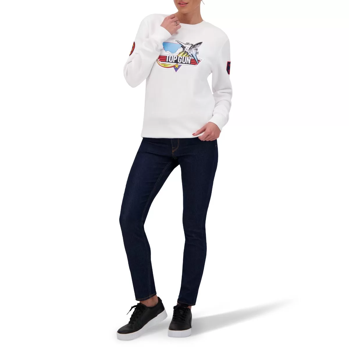 TOP GUN Unisex Retro Logo Sweatshirt - WHITE