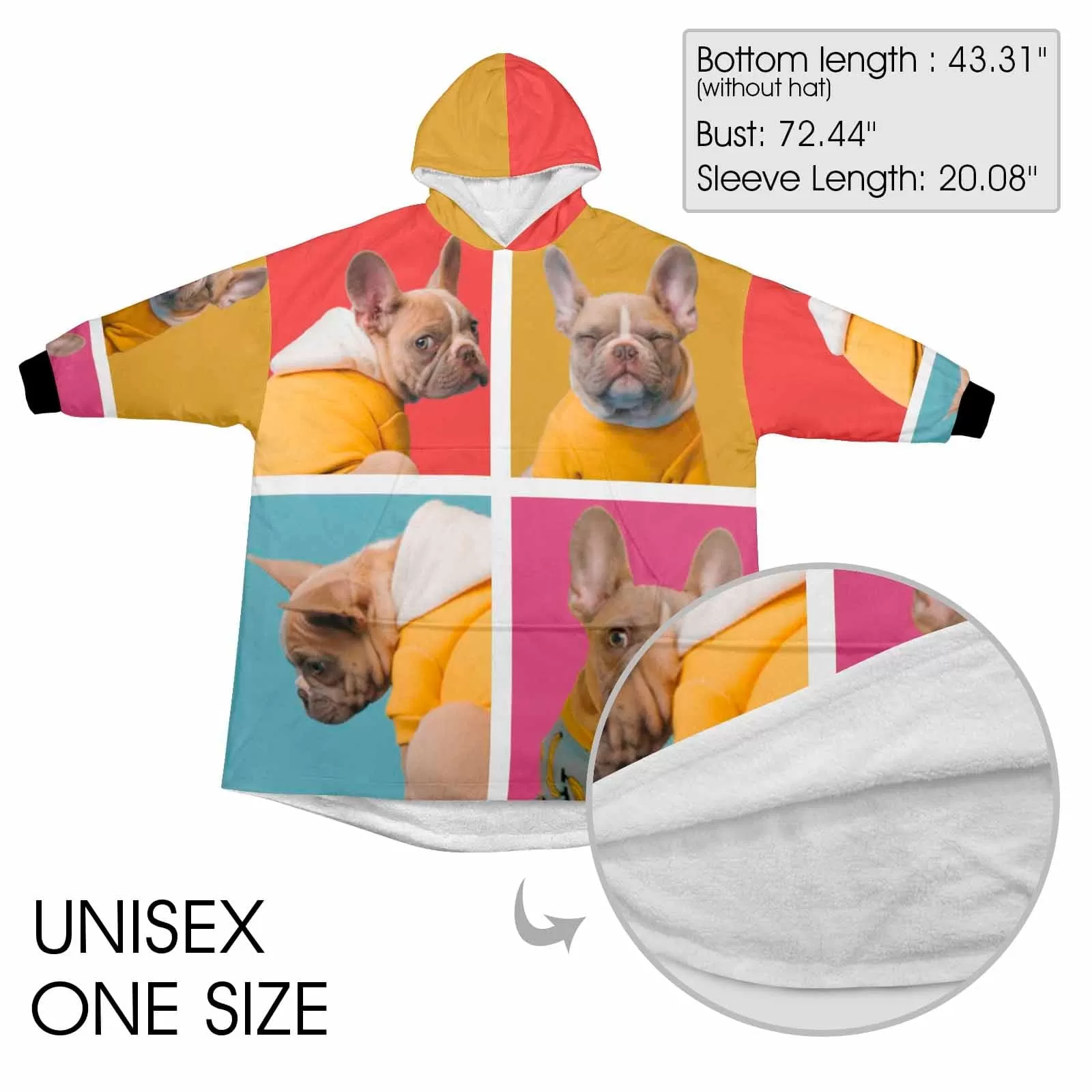 Wearable Blanket Custom Pet Photos Blanket Hoodie for Women Personalized Oversized Hoodie Fleece Blanket Photo Gifts