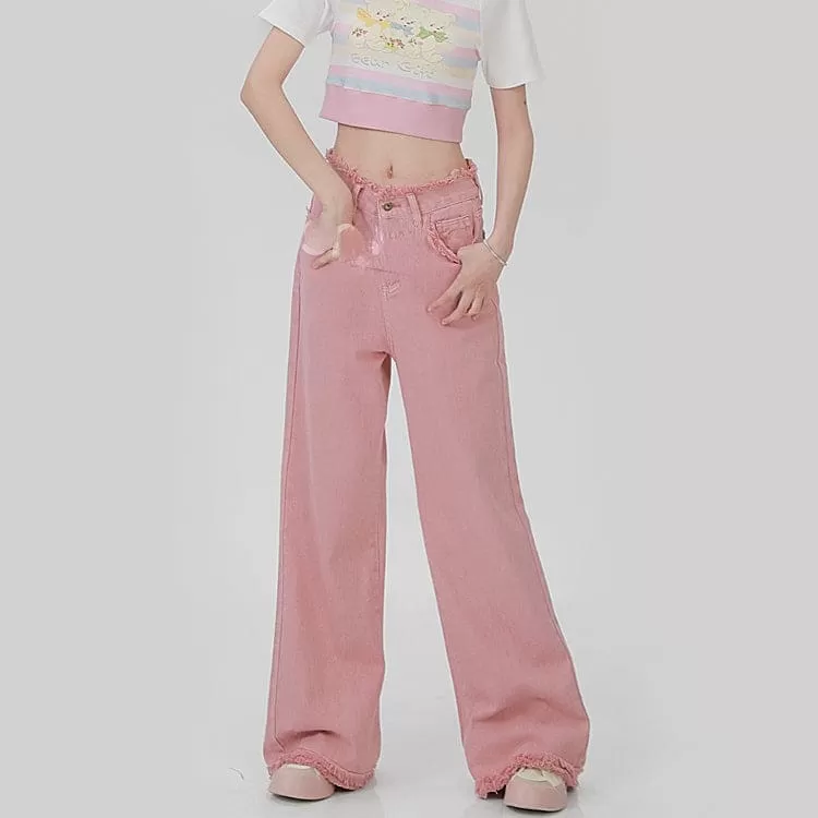 Y2K Style Baggy Long Pink Pants ON621